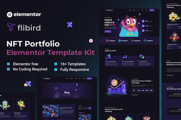 Flibird – NFT Portfolio Elementor Template Kit