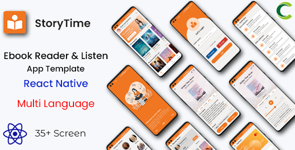 Ebooks Reader and Audiobooks Listen App template in React Native | StoryTime | Multi Language