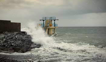 Stormy weather at Blacrock diving tower