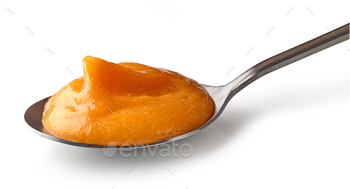 vegetable puree in spoon