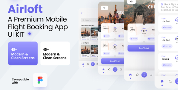 AirLoft – A Top class Flights Booking Flutter App Ui Template(Figma Incorporated)