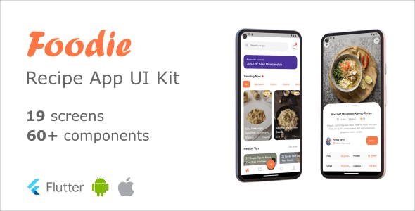 Foodie – Flutter Recipe App UI Equipment