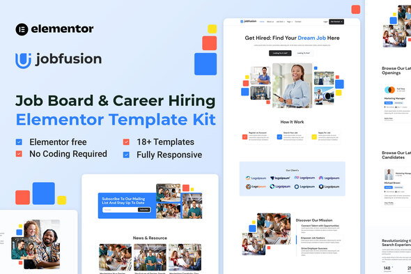 Jobfusion – Job & Profession Hiring Elementor Template Kit