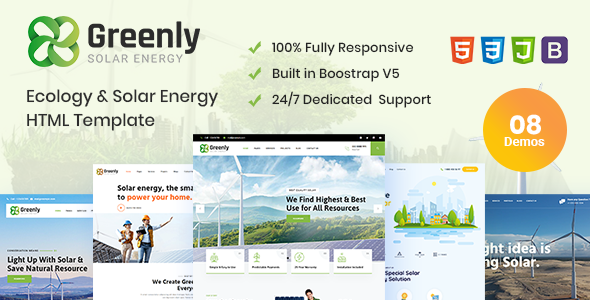 Greenly – Ecology & Solar Vitality HTML Template