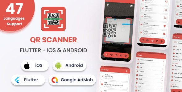 QR Code Scanner & Barcode Reader – Flutter Android & iOS Fat App (47 Languages)