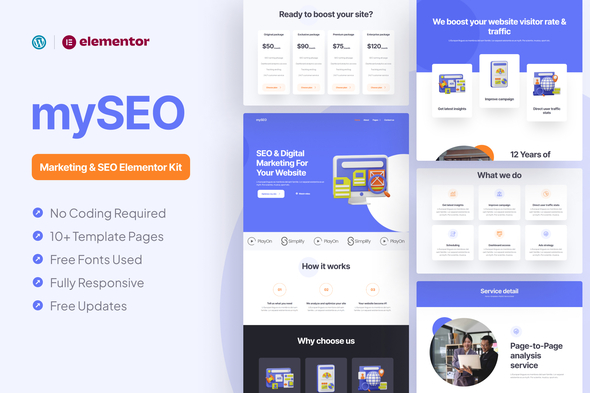 MySEO Advertising and marketing & SEO Elementor Skilled Template Kit