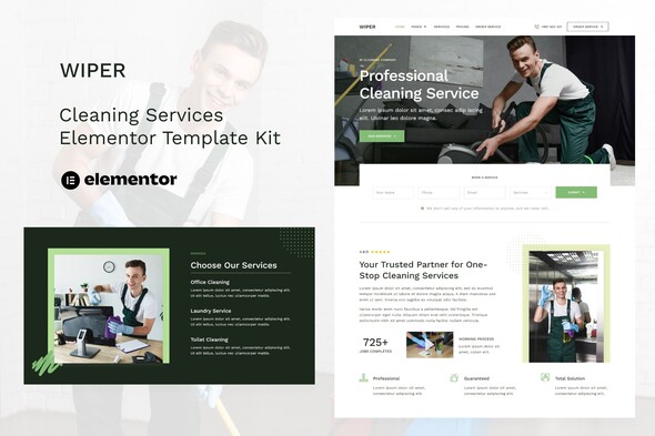 Wiper – Cleaning Products and companies Elementor Template Kit