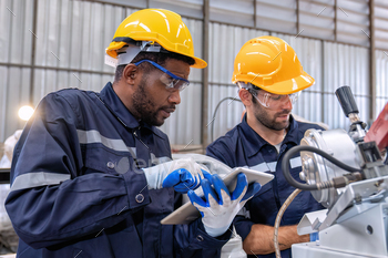 Upkeep engineer restore and programing robotic arm in factory Exchange robotic service store