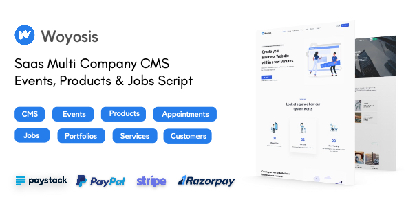 Woyosis – Saas Multi Company CMS – Events – Products & Jobs Script