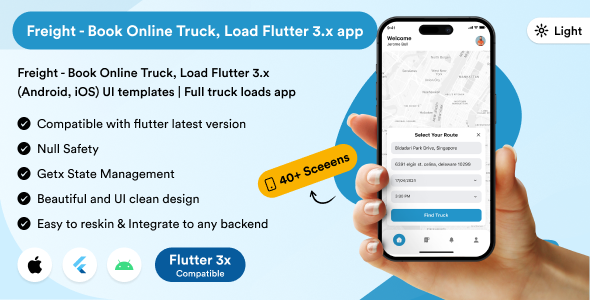 Freight – Book Online Truck, Load Flutter 3.x (Android, iOS) UI templates | Elephantine truck masses app