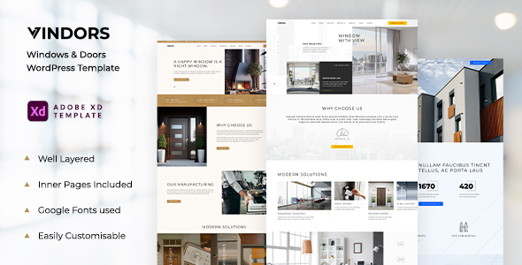 Vindors – Doors and Windows Firm Adobe XD Template