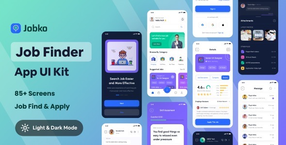 Jobko – Job Finder Mobile App UI KIt Figma Template