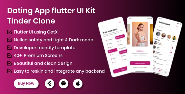 DatingU Relationship App – Tinder Clone Flutter App UI Package