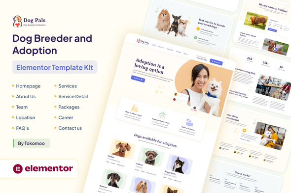 Dog Associates – Dog Breeder & Adoption Elementor Template Kit