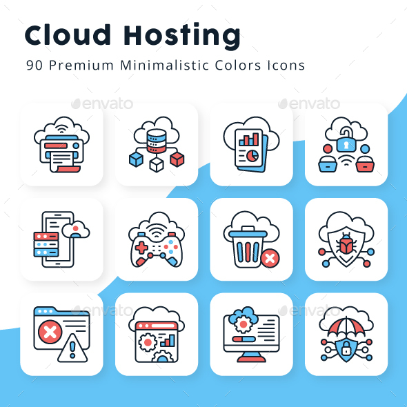 Cloud Net hosting Colour Icons