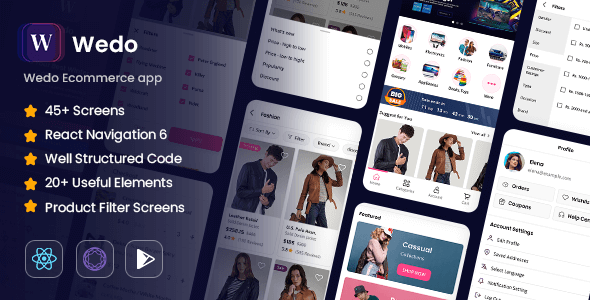 Wedo | Ecommerce Cellular App React Native Template