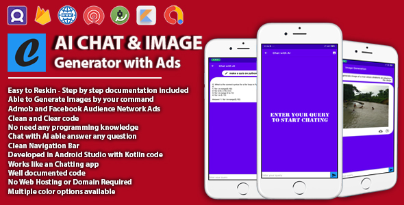 AI Chat and AI Image Generator with Admob and Notifications