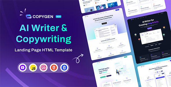 CopyGen – AI Writer & Copywriting Touchdown Page HTML Template