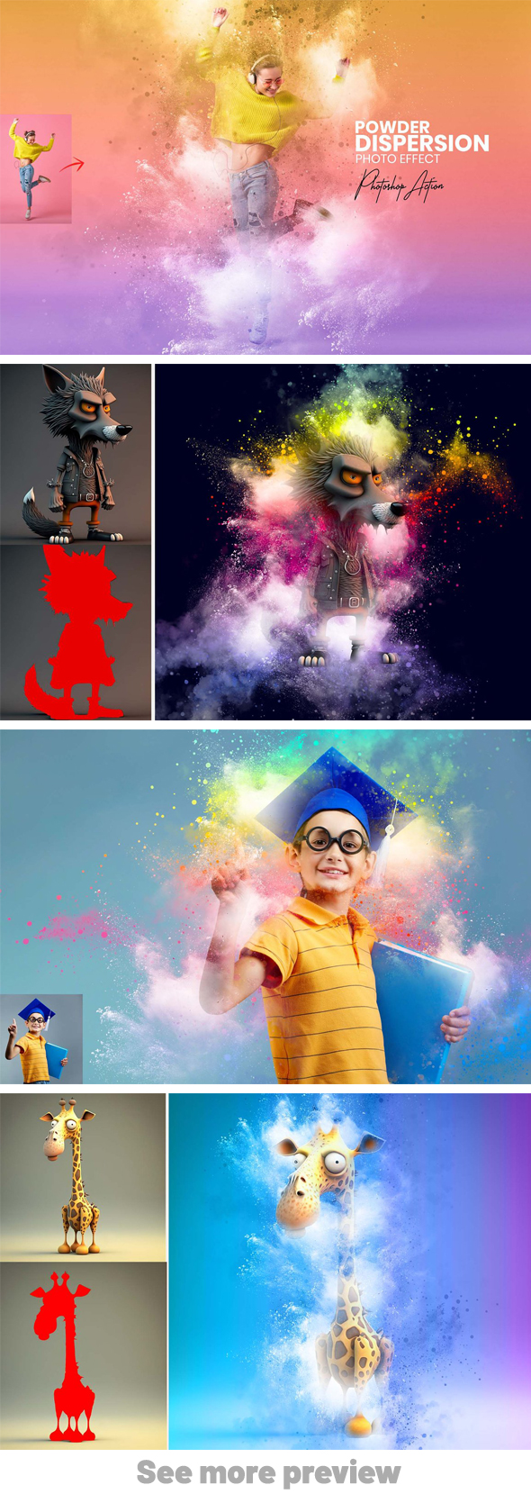 Powder Dispersion Photoshop Actions