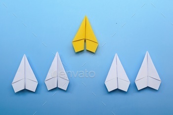 yellow paper plane is management with white paper plane