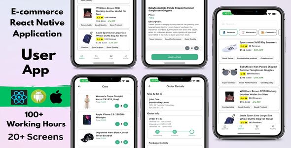 React Native Ecommerce Mobile Person App Template | Android and IOS