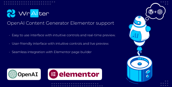 WrAIter – AI Assisted (ChatGPT OpenAI API)  Autocontent Elementor Relieve