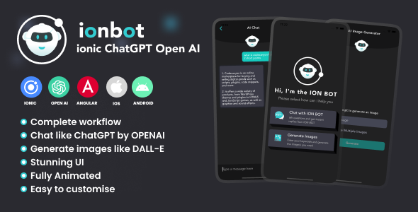 ION Bot – Ionic Chatbot & Image generator with Commence AI Android and IOS App | ionic 6 | Capacitor