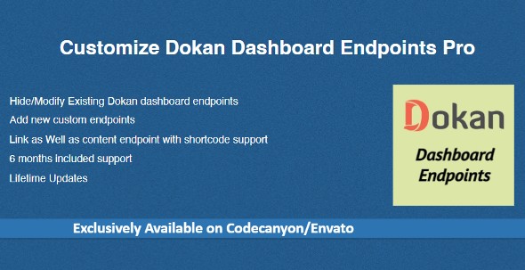 Customise Dokan Dashboard Endpoints Pro