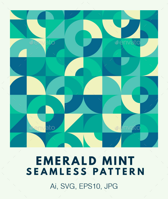 Emerald Mint Seamless Vector Pattern