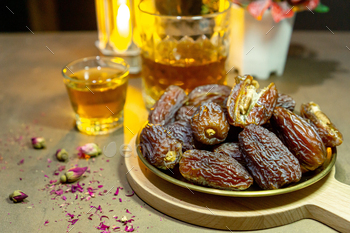 Raw Organic Medjool Dates (Kurma in Indonesia). Iftar. Ramadan Kareem.