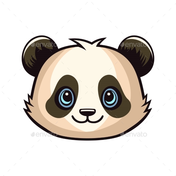 Panda Face Ticket Icon on White Background