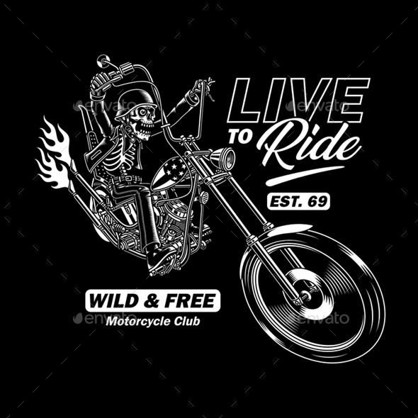 Skeleton Using Motorbike Vector Graphics