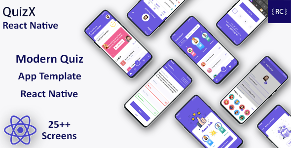 Contemporary Quiz Solo App + Multiplayer quiz app + 1vs1 quiz App Template | React Native | QuizX