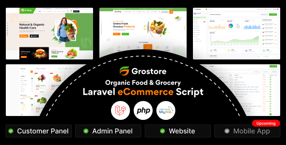 GroStore – Meals & Grocery Laravel eCommerce with Admin Dashboard