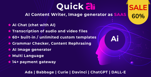 QuickAI OpenAI – AI Writing Assistant and Bid Creator as SaaS