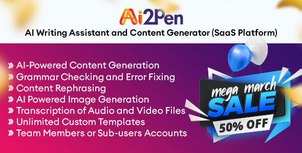 Ai2Pen – AI Writing Assistant and Mumble Generator (SaaS Platform)