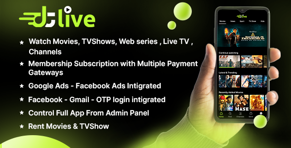 DTLive – Flutter App (Android – iOS – Web web page – AndroidTV) Movies – TV Sequence – Dwell TV Channel OTT