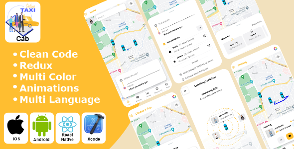 Cab – Taxi Booking | Cab Booking App | React Native iOS/Android App Template