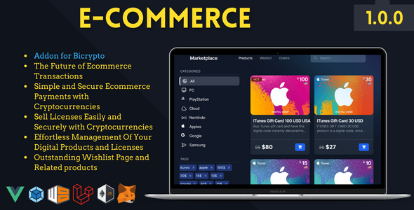 Ecommerce Addon for Bicrypto – Digital Products, Wishlist, Licenses