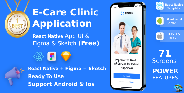 ECare ANDROID + IOS + FIGMA + SKETCH | UI Equipment | ReactNative | On-line Hospital App for Physician & Patient