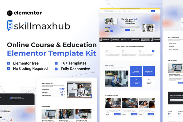 Skillmaxhub – Online Direction & Education Elementor Template Package deal