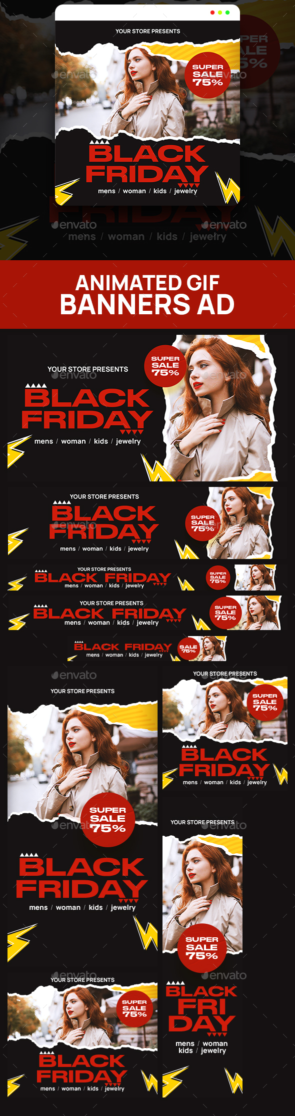 Shaded Friday Day Sale GIF Banners Advert