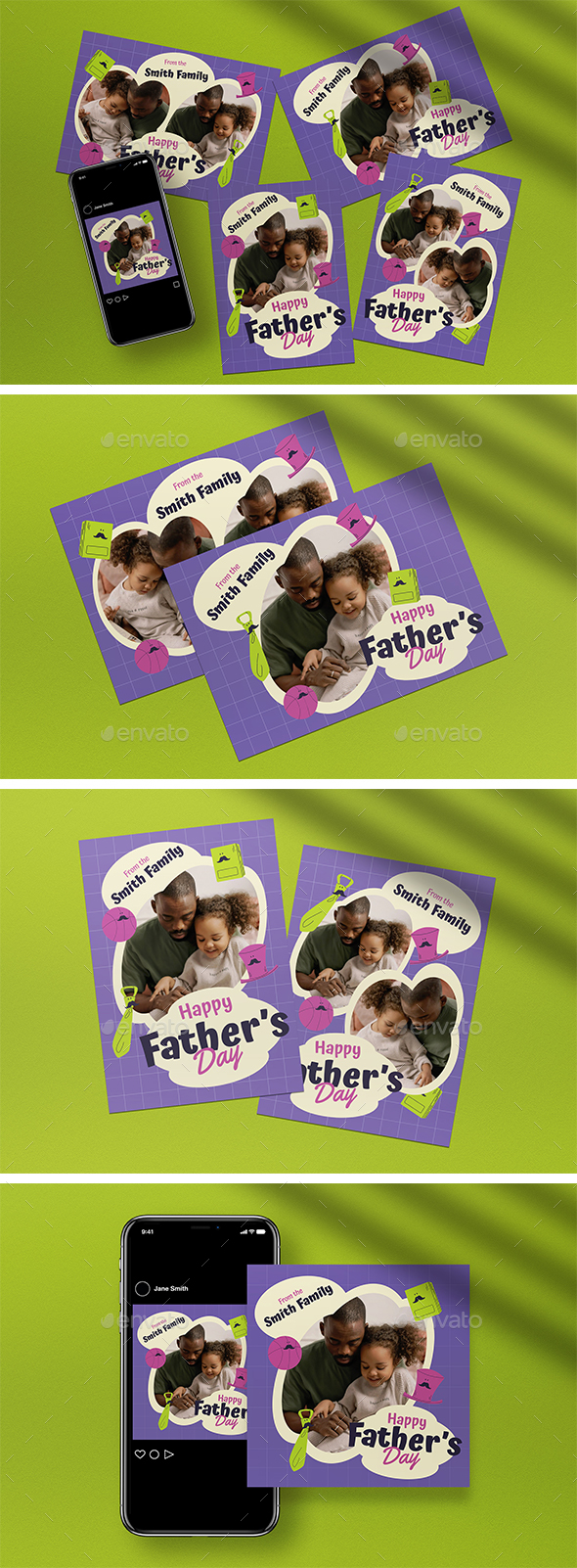 Purple Doodle Father’s Day Greeting Card