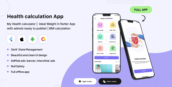 My Health calculator | Ideal Weight in flutter App with admob ready to post | BMI calculation