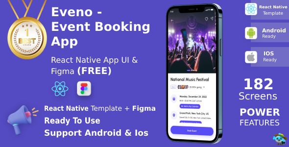 All Match Reserving App | UI Kit | React Native | Figma FREE | Existence Time Update | Eveno