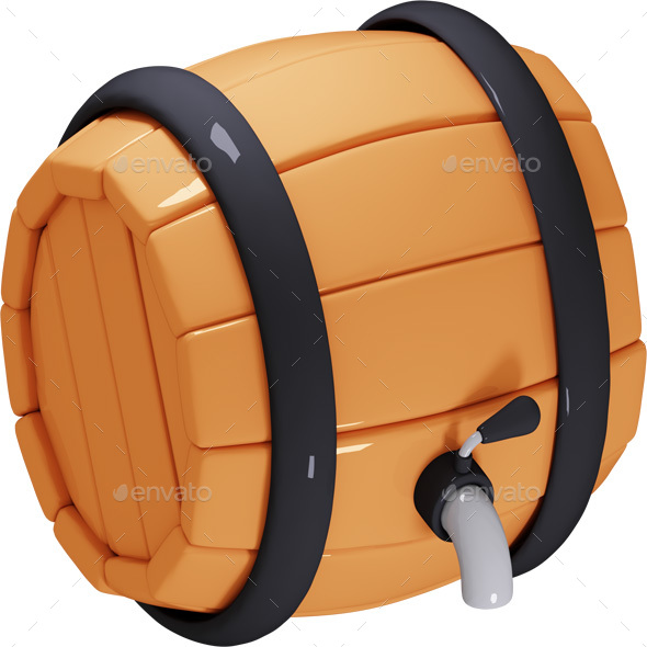 Barrel 3d image. Transparent excessive resolution PSD with shadows. Alpha channel