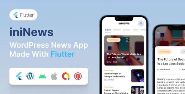 iniNews – Flutter cell app for WordPress