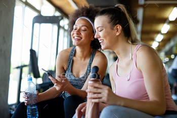 Dazzling ladies folks working out in health membership collectively to discontinuance wholesome. Sport, folks, buddy thought.