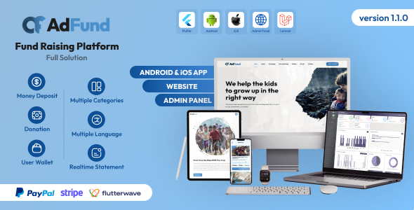 AdFund – Fund Raising Platform Net declare | Android-iOS App | Admin Panel