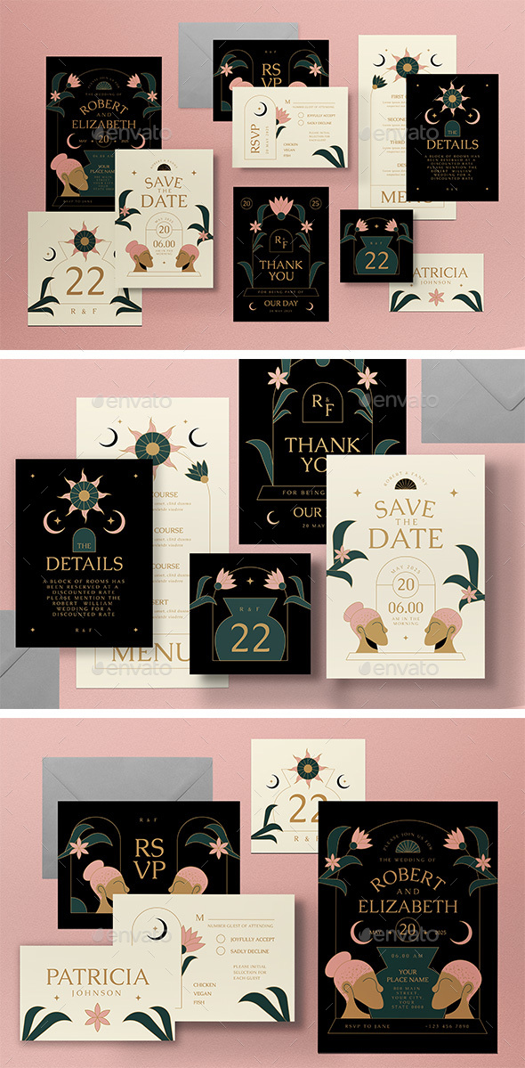 Contemporary Boho Wedding Invitation Location